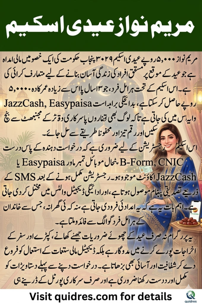 CM Maryam Nawaz Eidi Scheme 2026